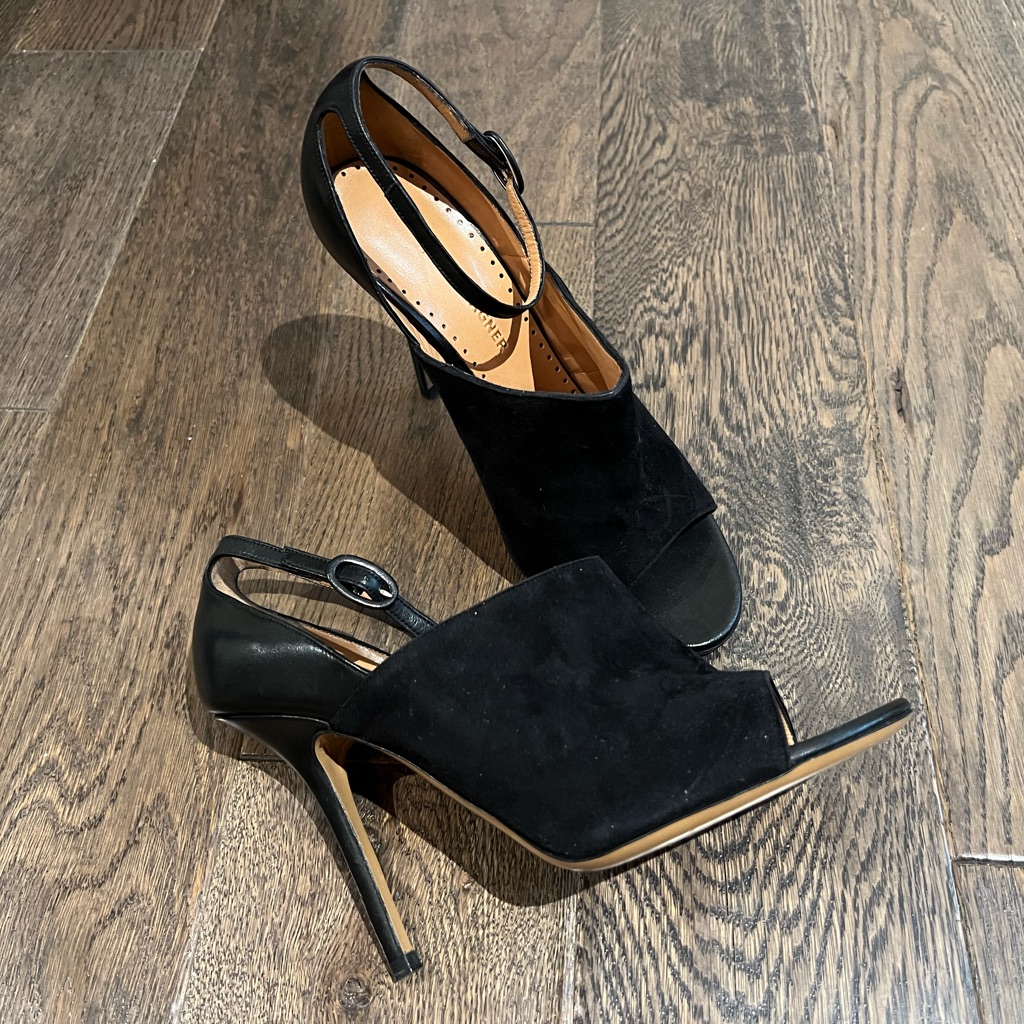 Alexa Wagner Black Suede And Leather Shoes, Size 39.5, New